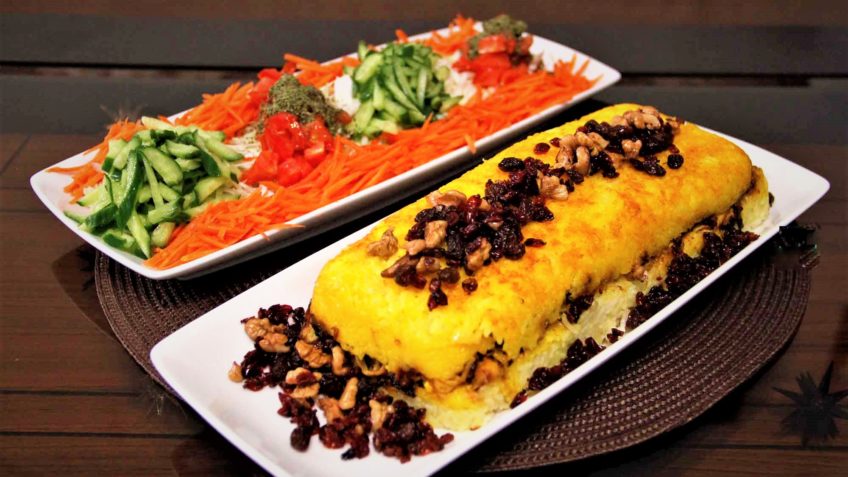 ته چین کشمش و لپه سمنان