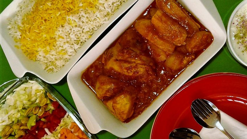 خورش کدو با مرغ