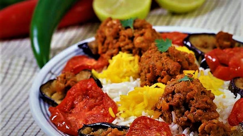 بادمجان پلو قزوینی