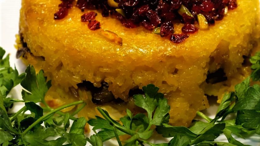 ته چین کشمش و لپه سمنان