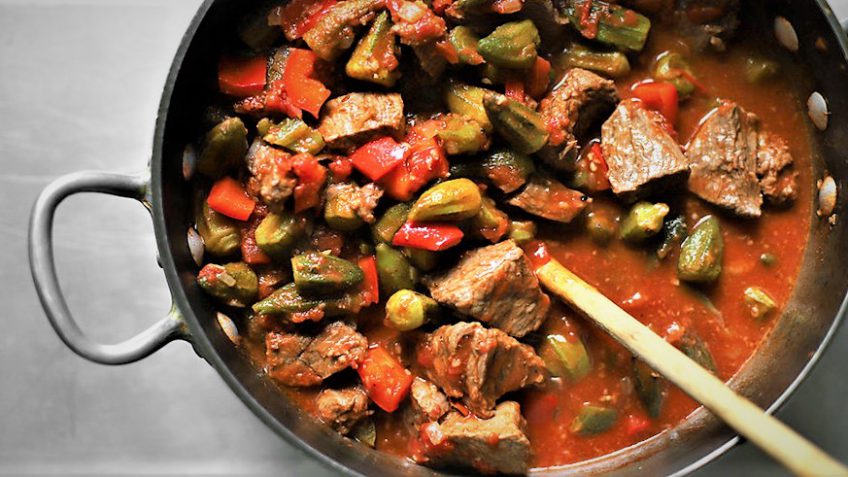 خورش بامیه و گوشت